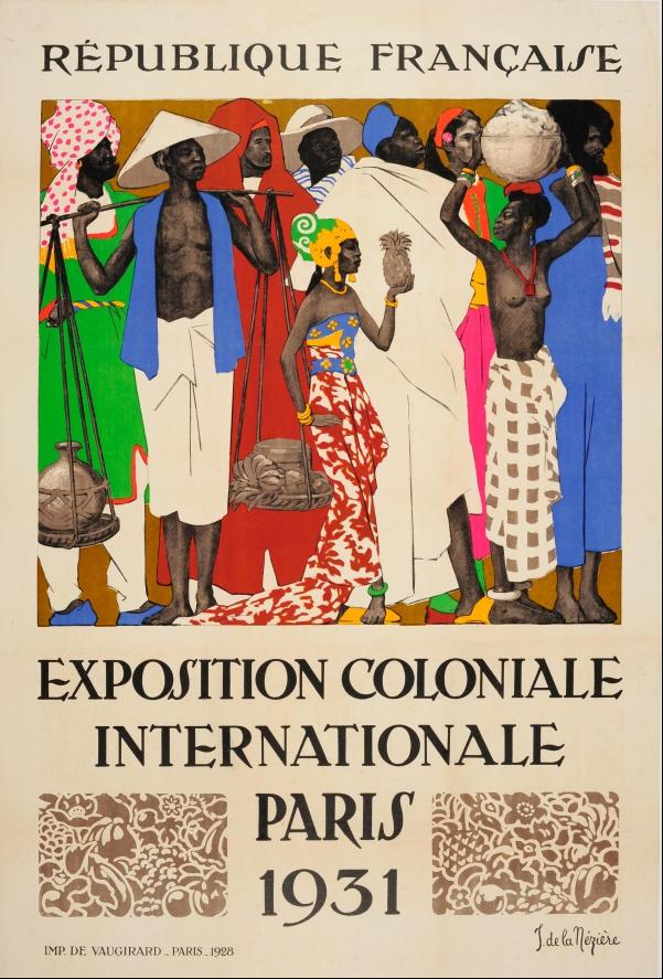 पॅरिसच्या आंतरराष्ट्रीय वसाहती प्रदर्शनाचे पोस्टर, १९३१ (विकिमिडीया कॉमन्स)