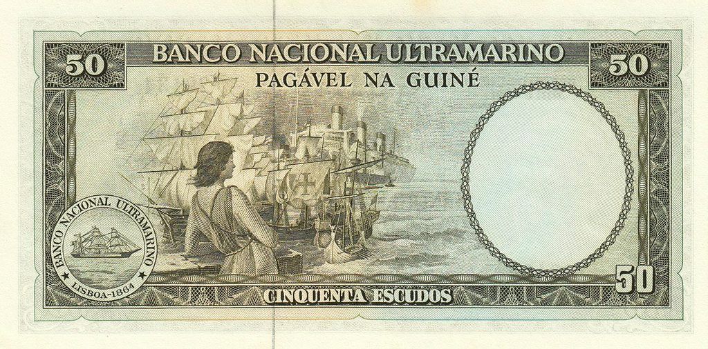 BNU, पोर्तुगीज गिने - ५० एस्क्युडो, १९७१ (नुनो  त्रिस्ताव आणि जहाजांच्या ताफ्याकडे पाहणारी स्त्री)