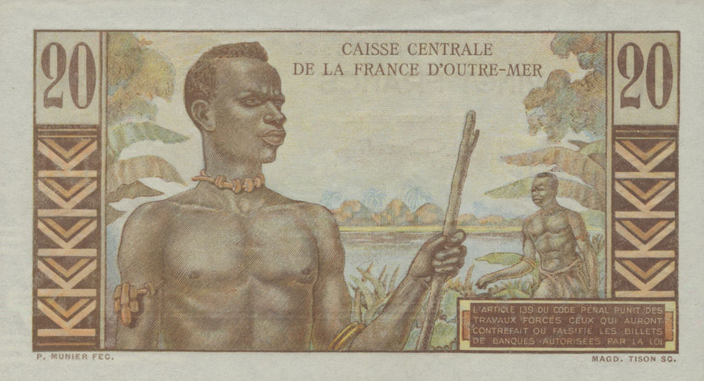 कॅस सॉंत्राल द ला फ्रांस दुत्रमेर, फ्रेंच विषुववृत्तीय आफ्रिका - २०-फ्रँक, १९४७ (एमिल जोंतील)